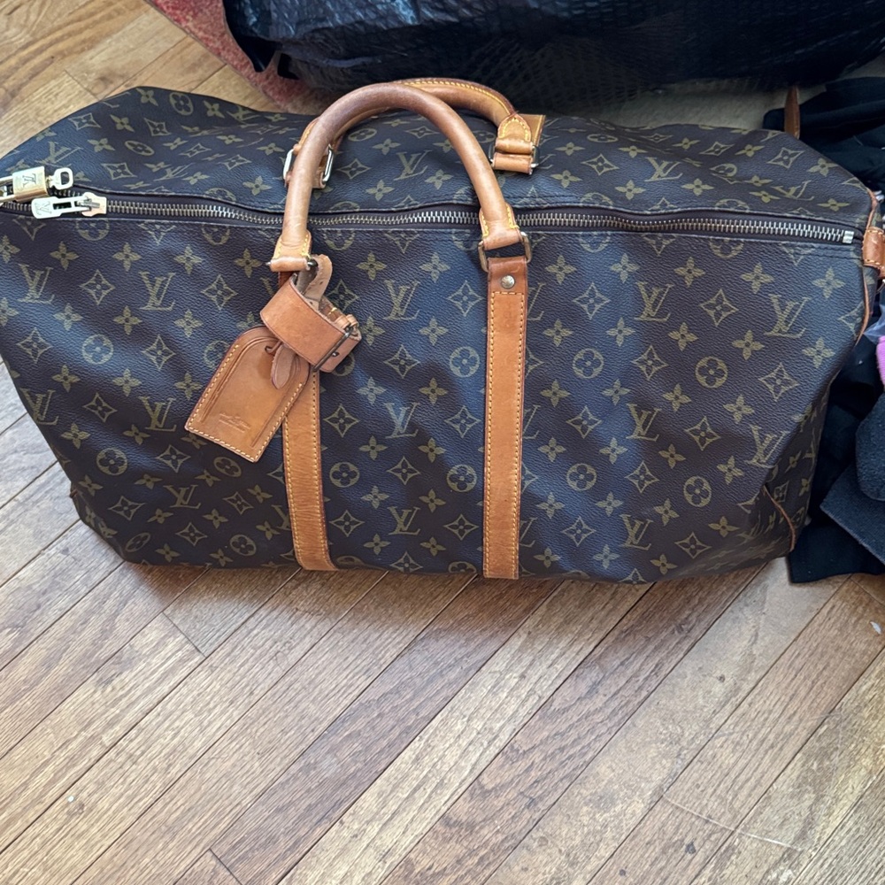 Louis Vuitton Brown and Tan Duffel Bag 55 Comes with Lock and Key